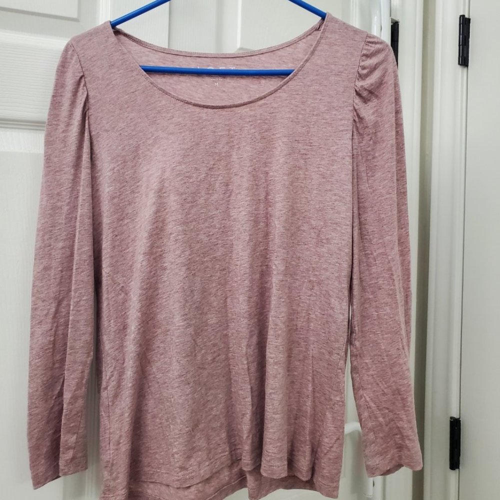 Pink pucker sleeve top from Loft
